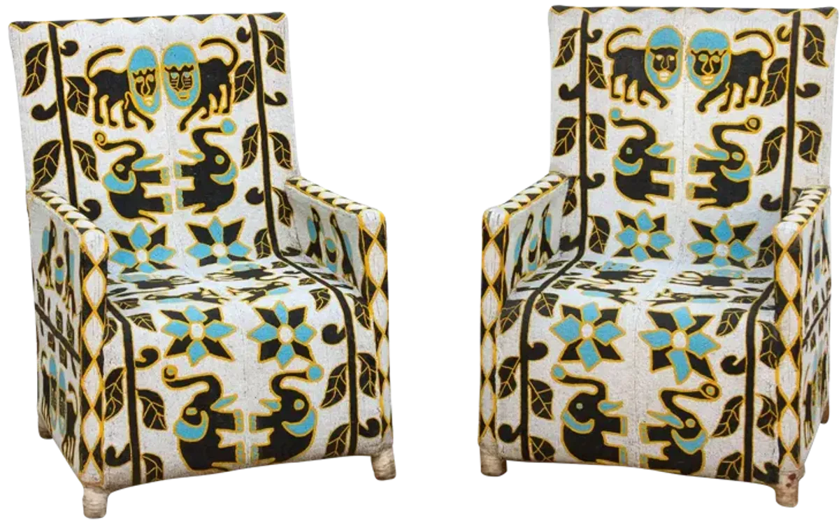 Royal African Yoruba Beaded Armchairs