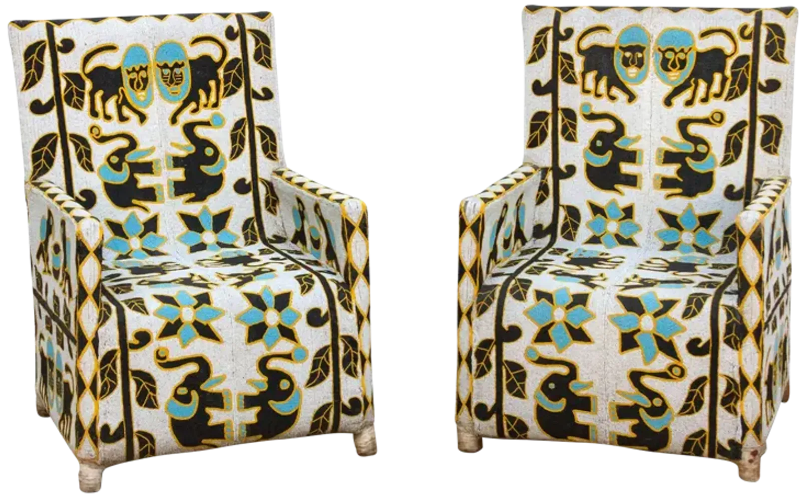 Royal African Yoruba Beaded Armchairs