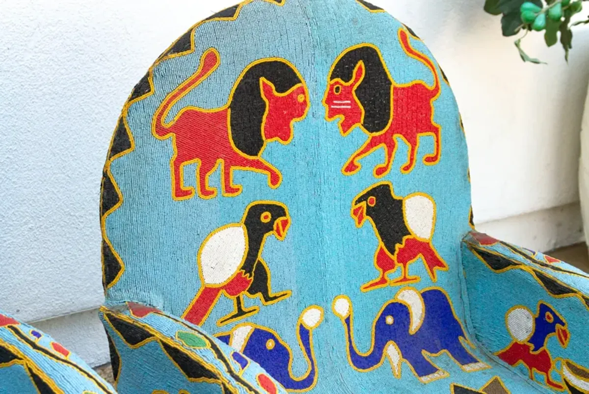 Pair of African Safari Beaded Chairs