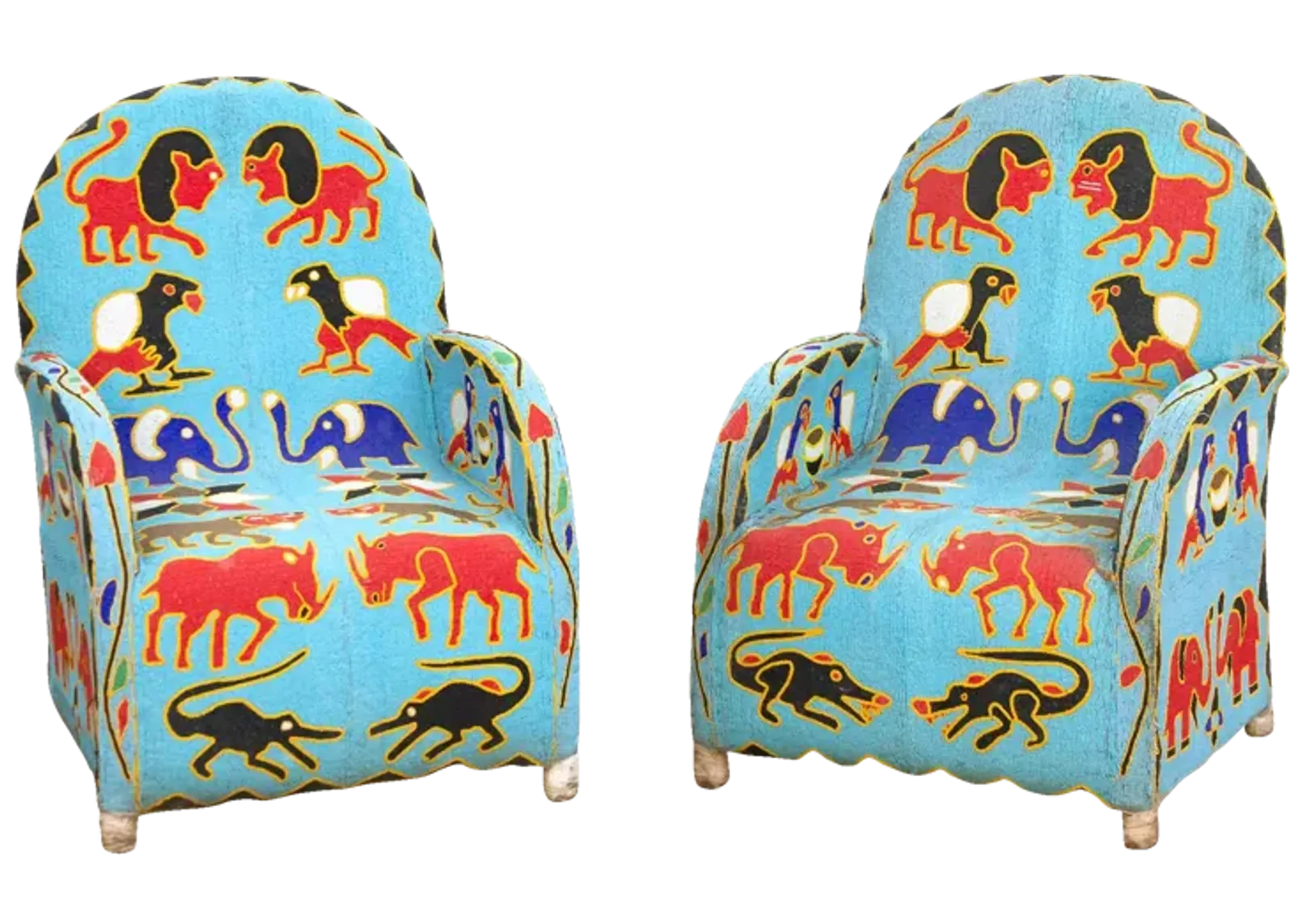 Pair of African Safari Beaded Chairs