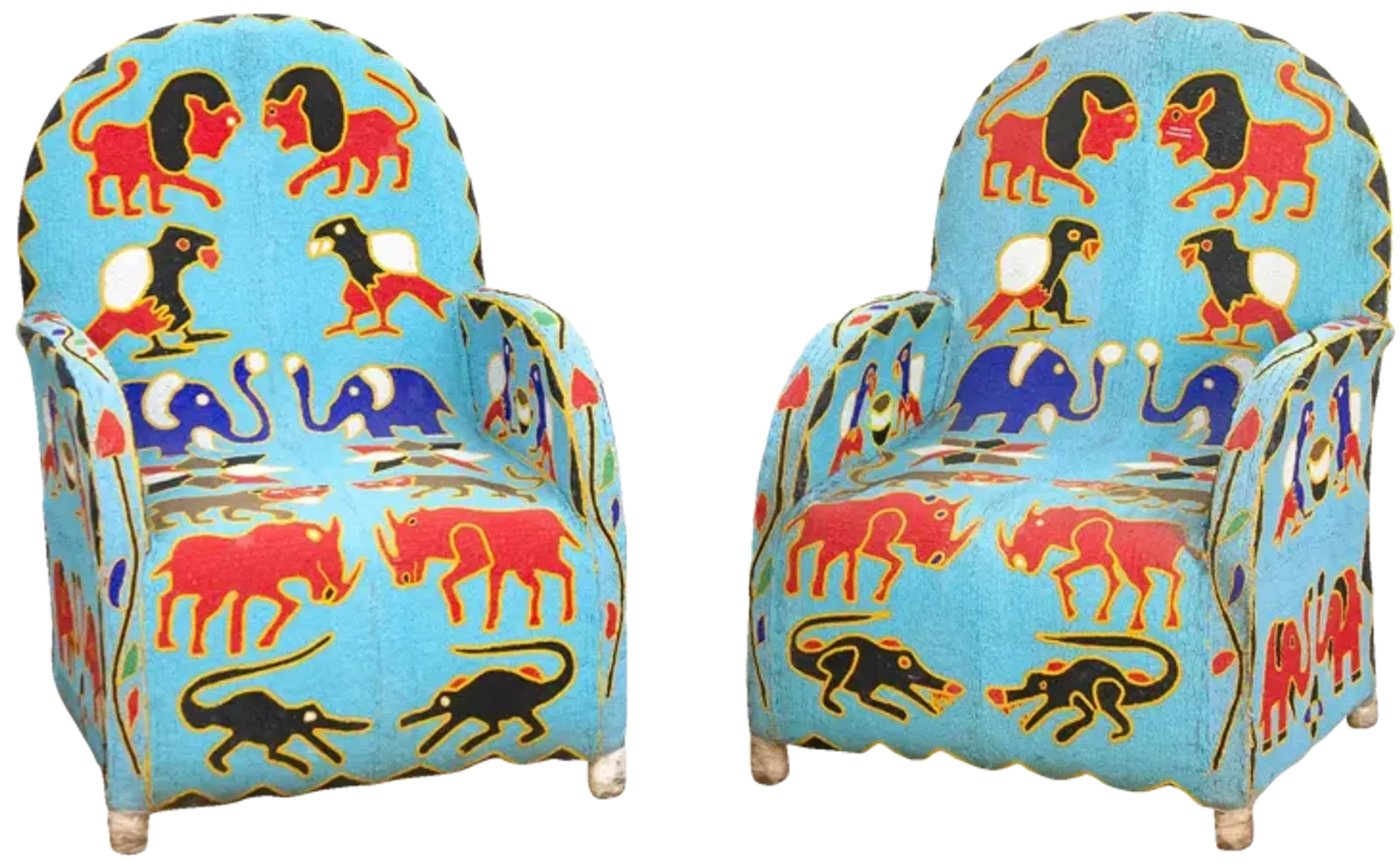 Pair of African Safari Beaded Chairs