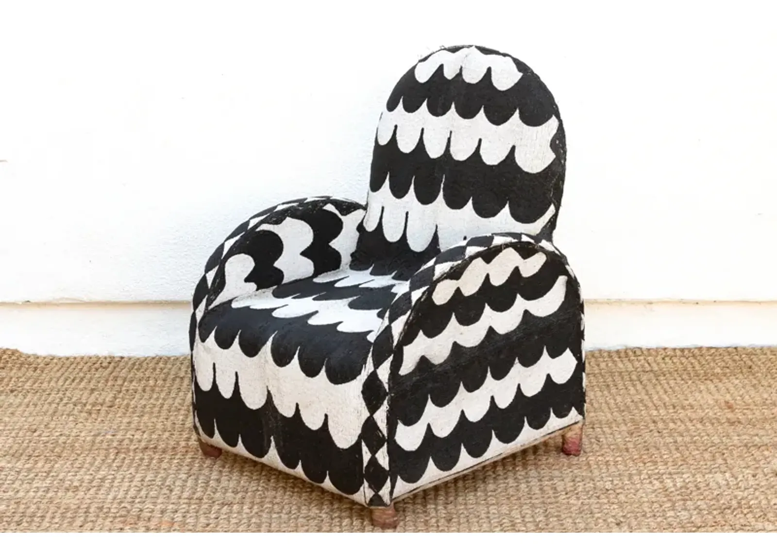 Black & White Yoruba Beaded Chair