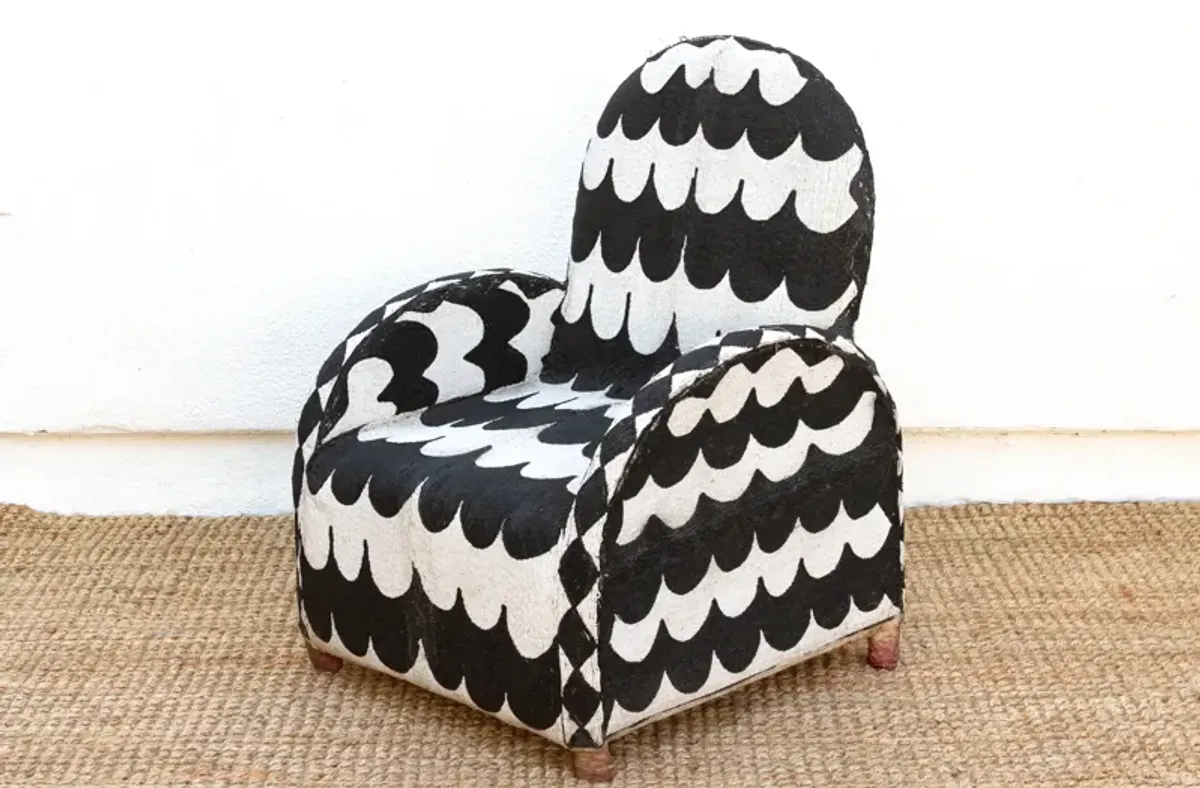 Black & White Yoruba Beaded Chair