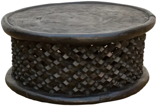 Round African Bamileke Carved Table