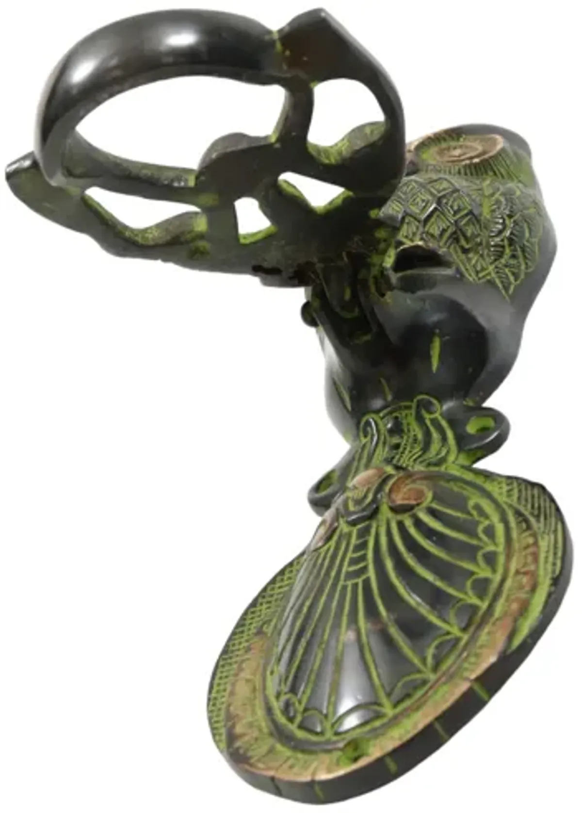 Green Brass Owl Door Knocker