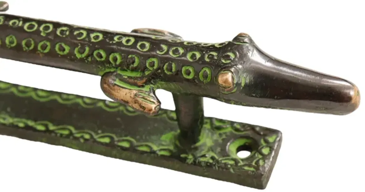 Green Brass Alligator Door Handles - Set of 2