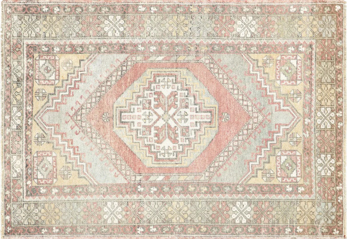 1960s Turkish Oushak Rug- 3'8" x 5'3" - orange - orange