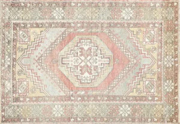 1960s Turkish Oushak Rug- 3'8" x 5'3" - orange - orange