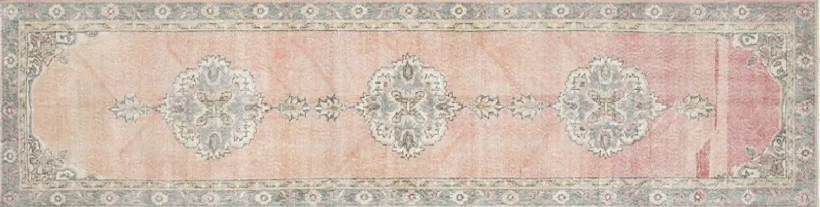 1960sTurkish Oushak Runner-3' x 11'9" - pink