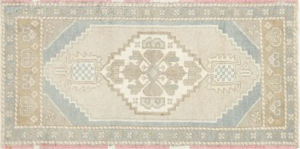 1960s Turkish Oushak Yastic-1'11"x 3'7" - Blue