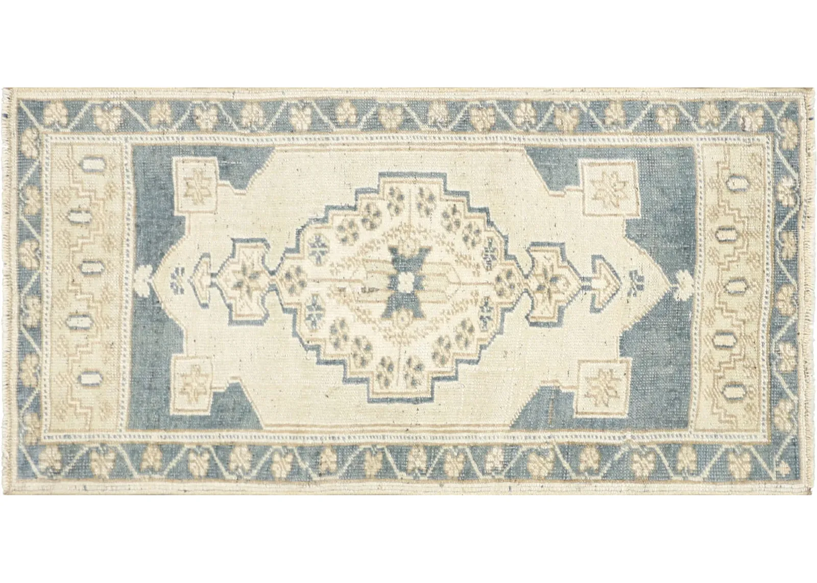 1960s Turkish Oushak Yastic -1'9"x3'6" - Blue