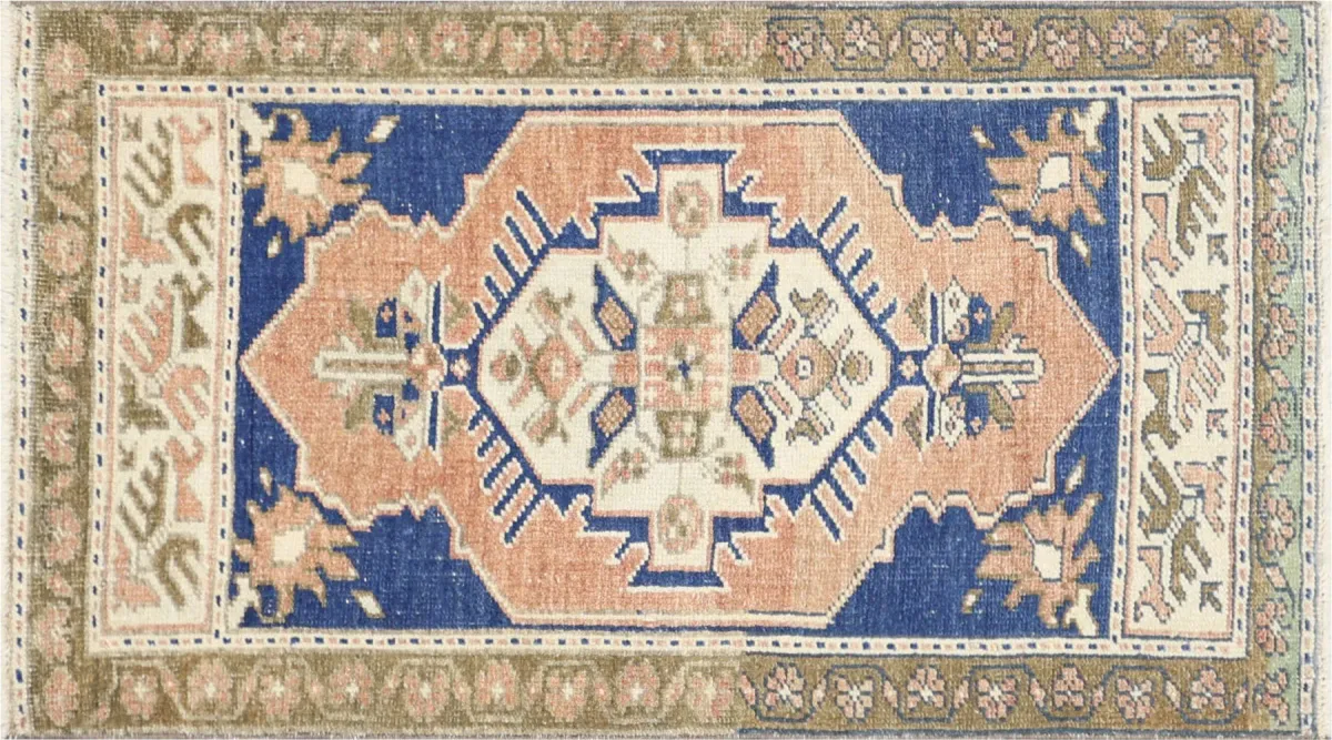 1960s Turkish Oushak Yastic-1'8"x3'2" - Blue