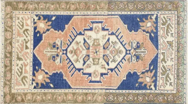 1960s Turkish Oushak Yastic-1'8"x3'2" - Blue