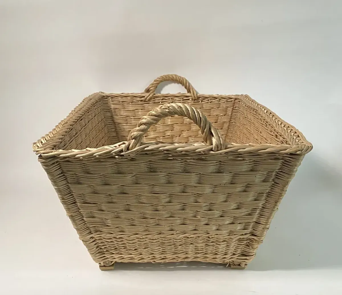 1960s French Wicker Market Basket - Brown