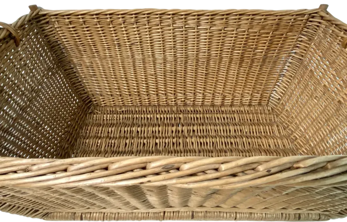 1960s French Wicker Market Basket - Brown