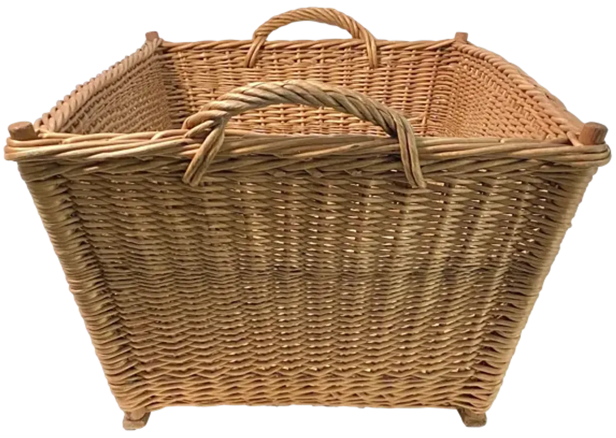 1960s French Wicker Market Basket - Brown