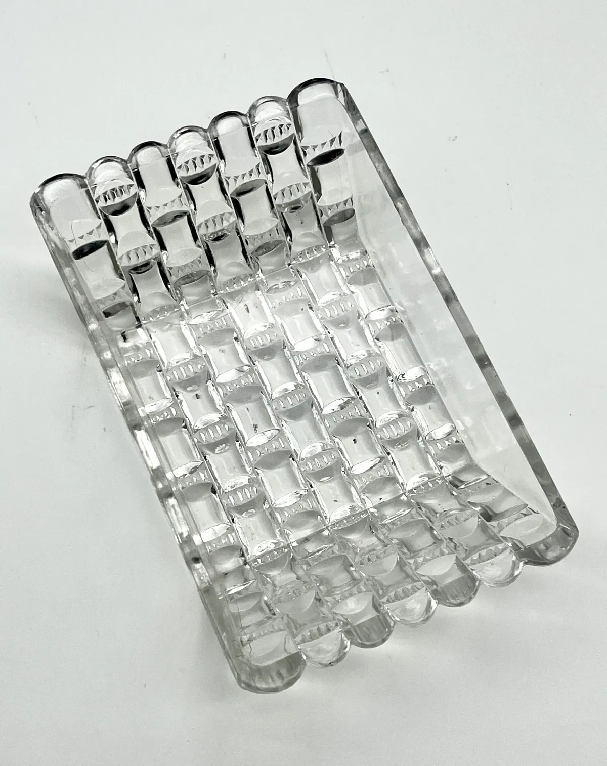 C. 1980s Postmodern Checkered Glass Tray - Clear