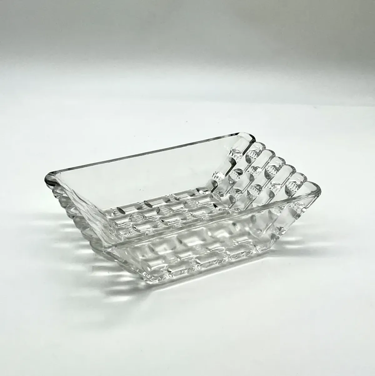 C. 1980s Postmodern Checkered Glass Tray - Clear