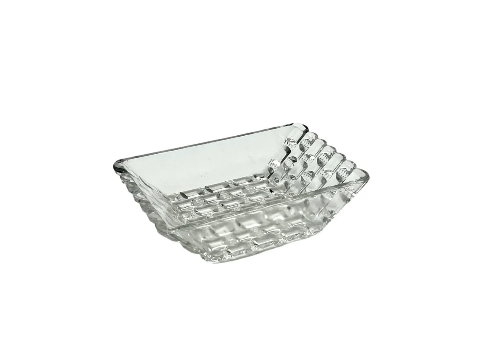 C. 1980s Postmodern Checkered Glass Tray - Clear