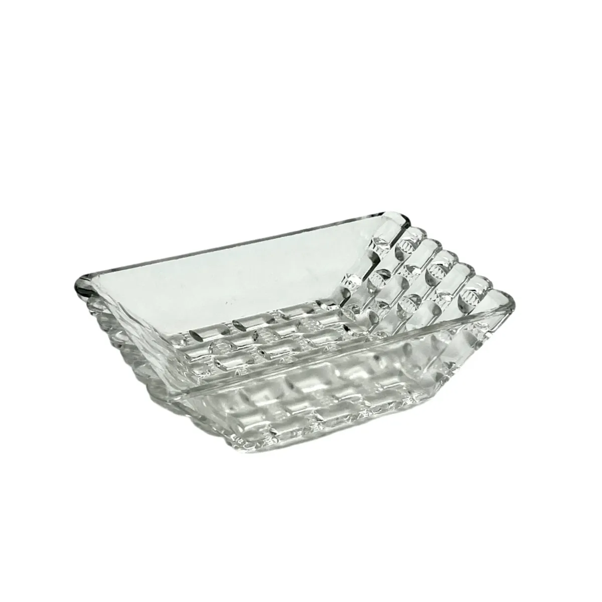 C. 1980s Postmodern Checkered Glass Tray - Clear