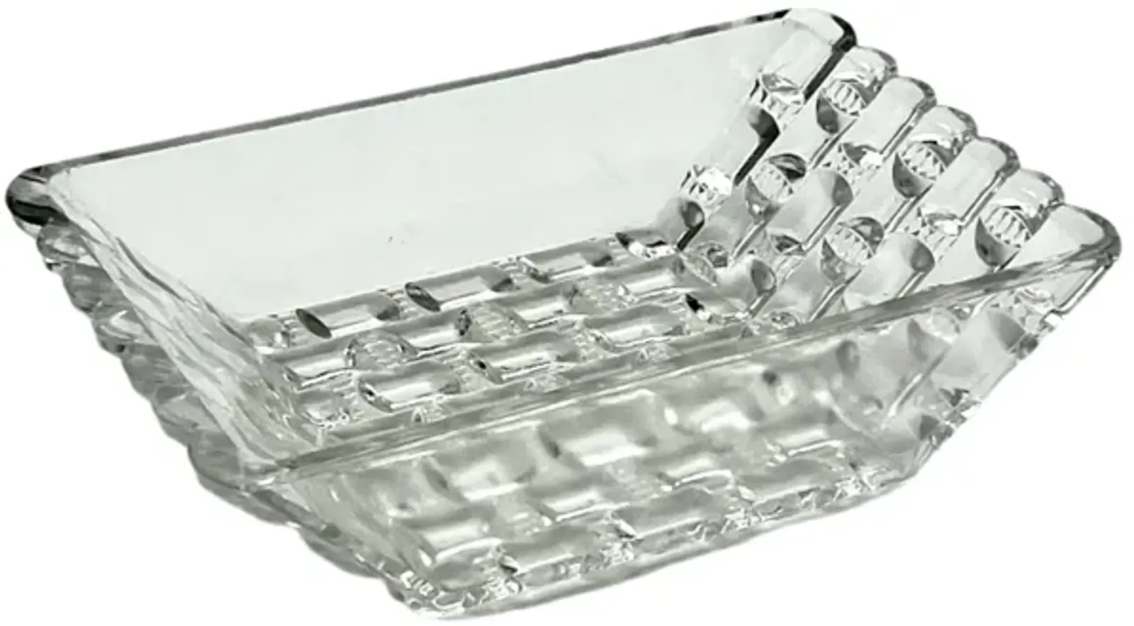 C. 1980s Postmodern Checkered Glass Tray - Clear