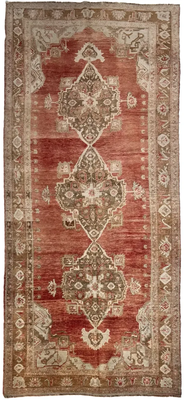 Oushak Hand Knotted Wool - 4'11 X 12'7 - Red