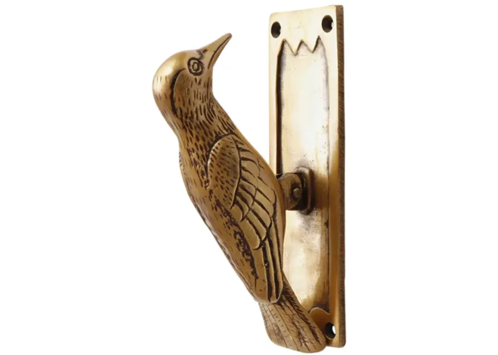 Brass Woodpecker Door Knocker - Brown