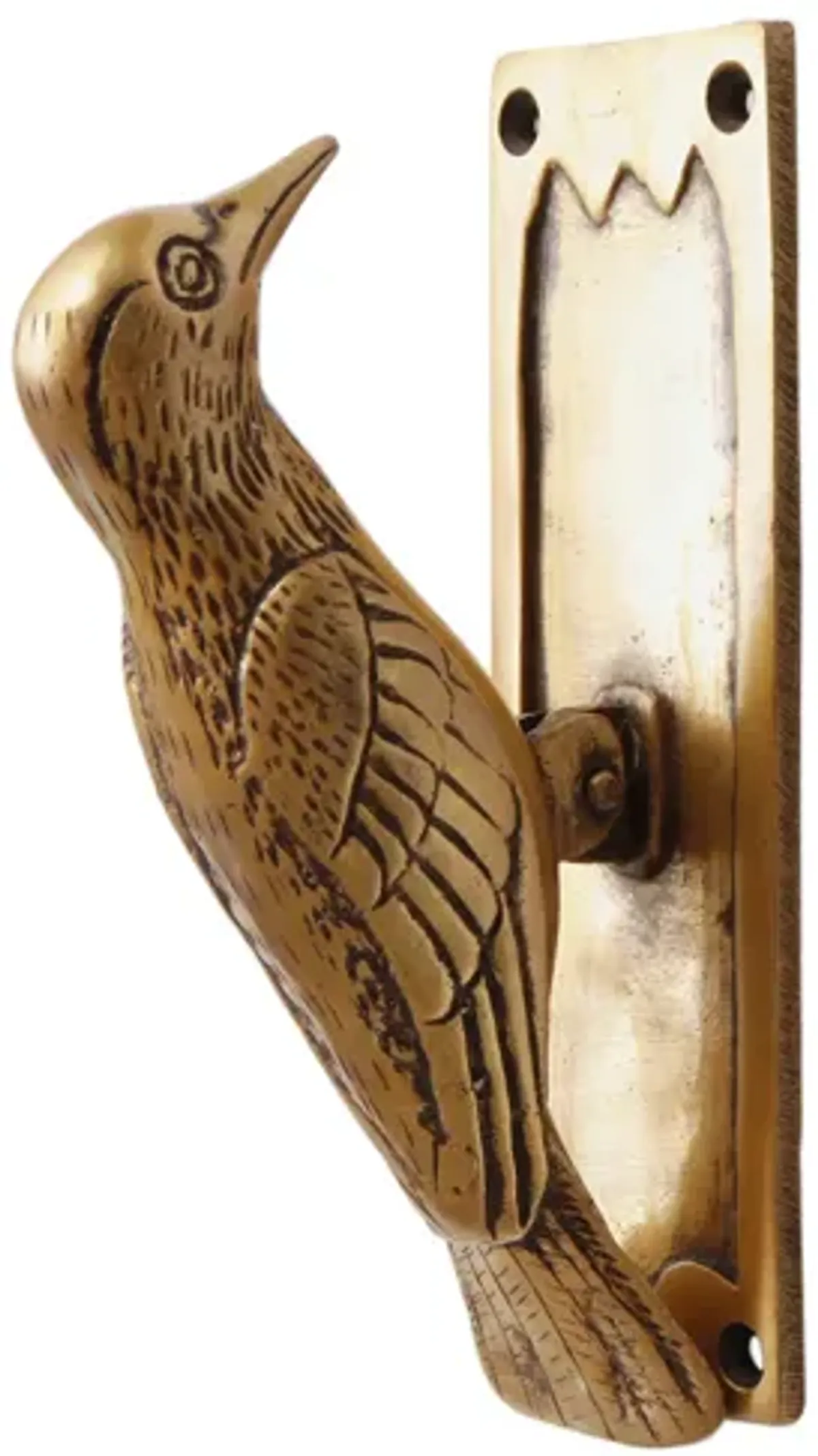 Brass Woodpecker Door Knocker - Brown