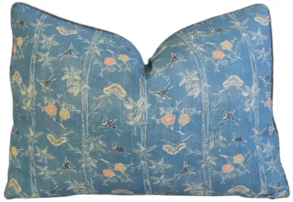 Chinoiserie Bird & Floral Bamboo Pillow