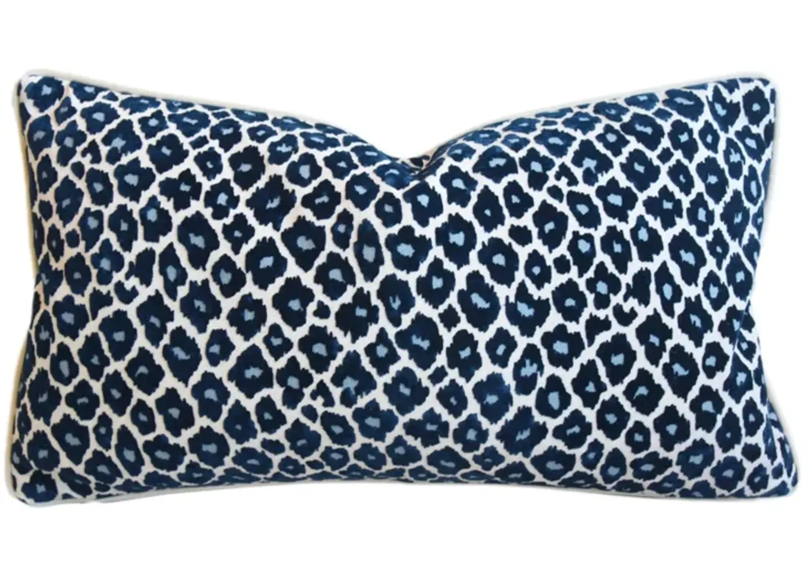 Blue Leopard Spot Chenille/Velvet Pillow