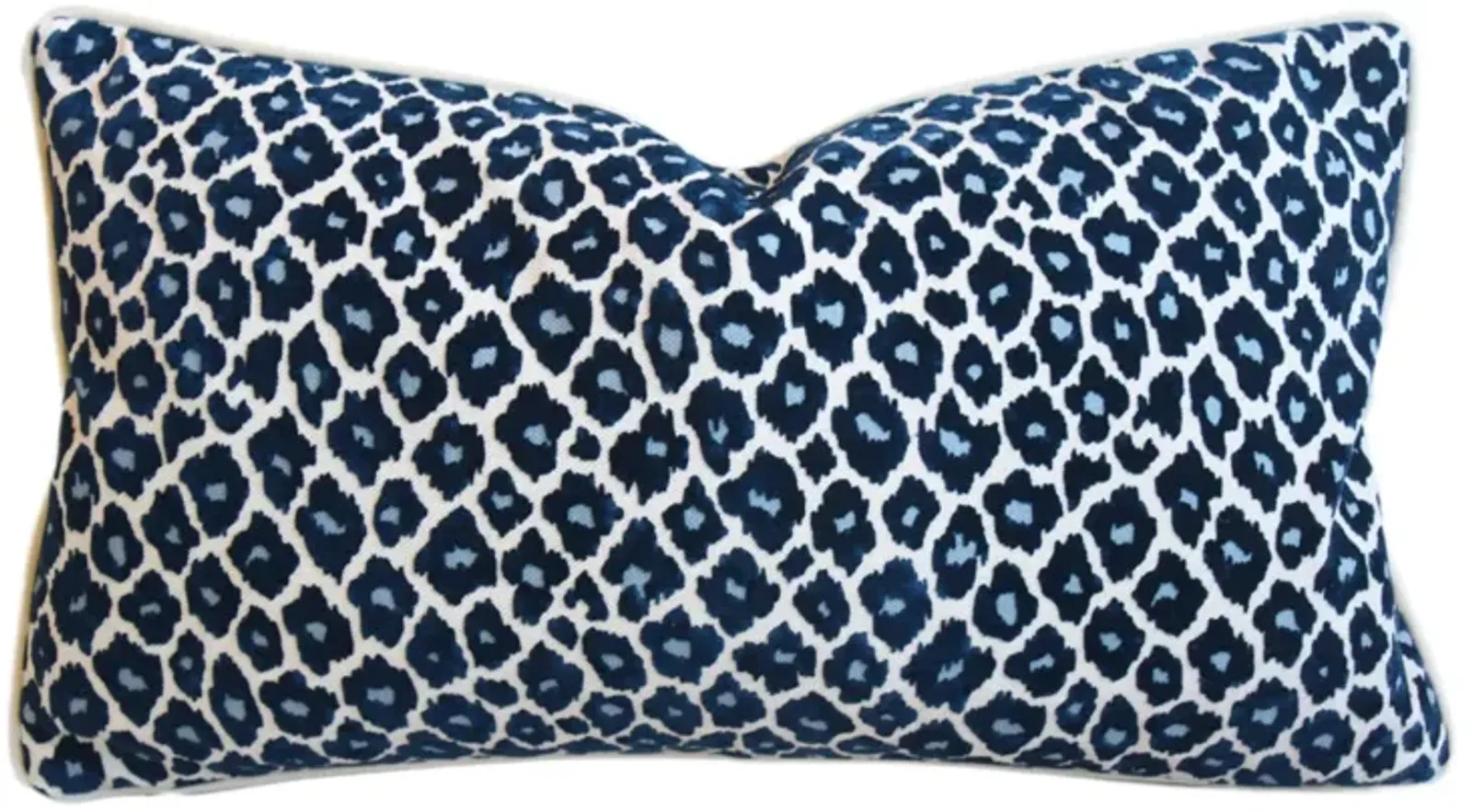 Blue Leopard Spot Chenille/Velvet Pillow