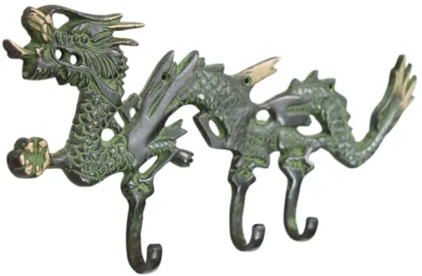 Green Brass Dragon Wall Hooks Fixture - Interesting Things