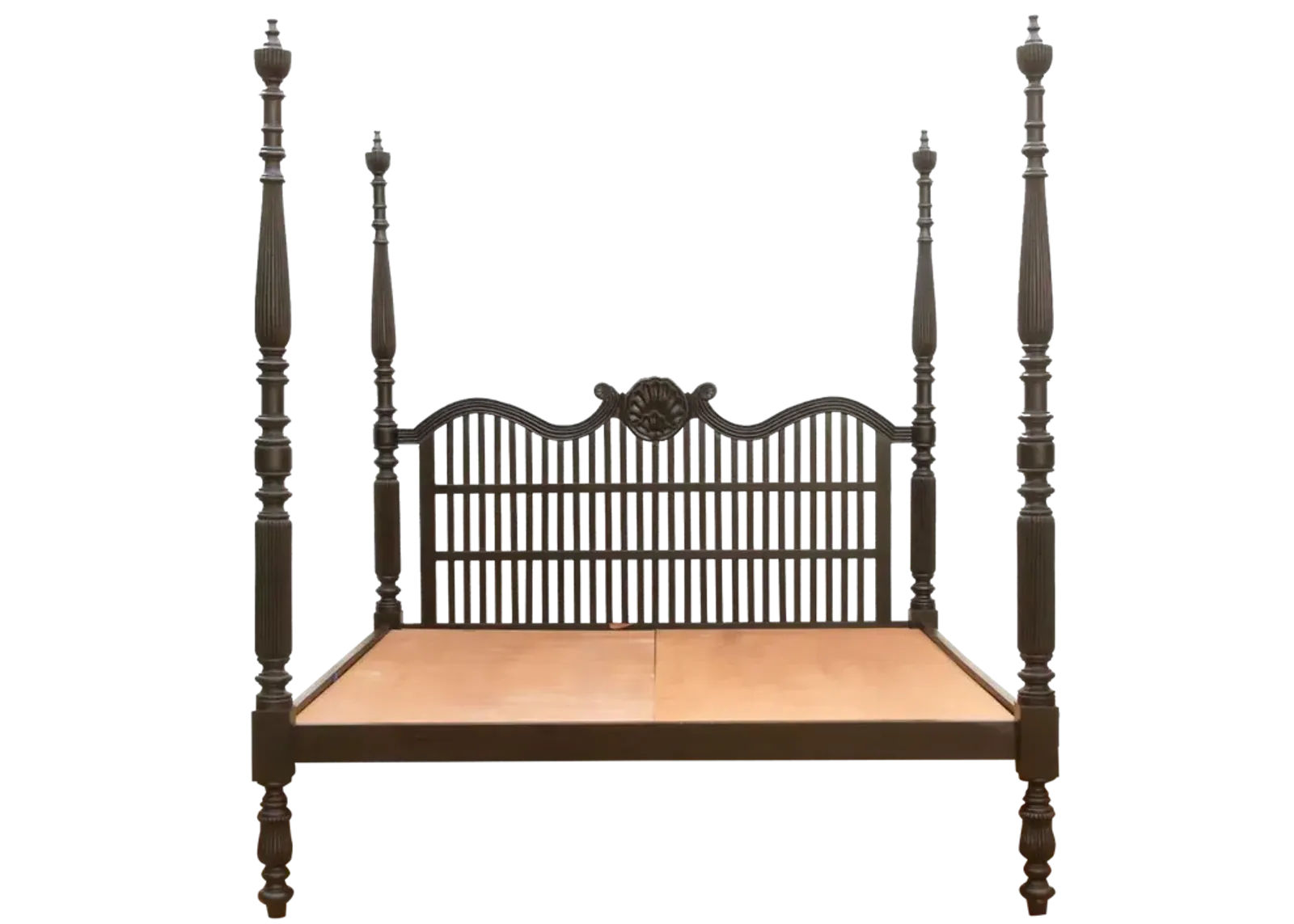 Finely Carved British Colonial King Bed