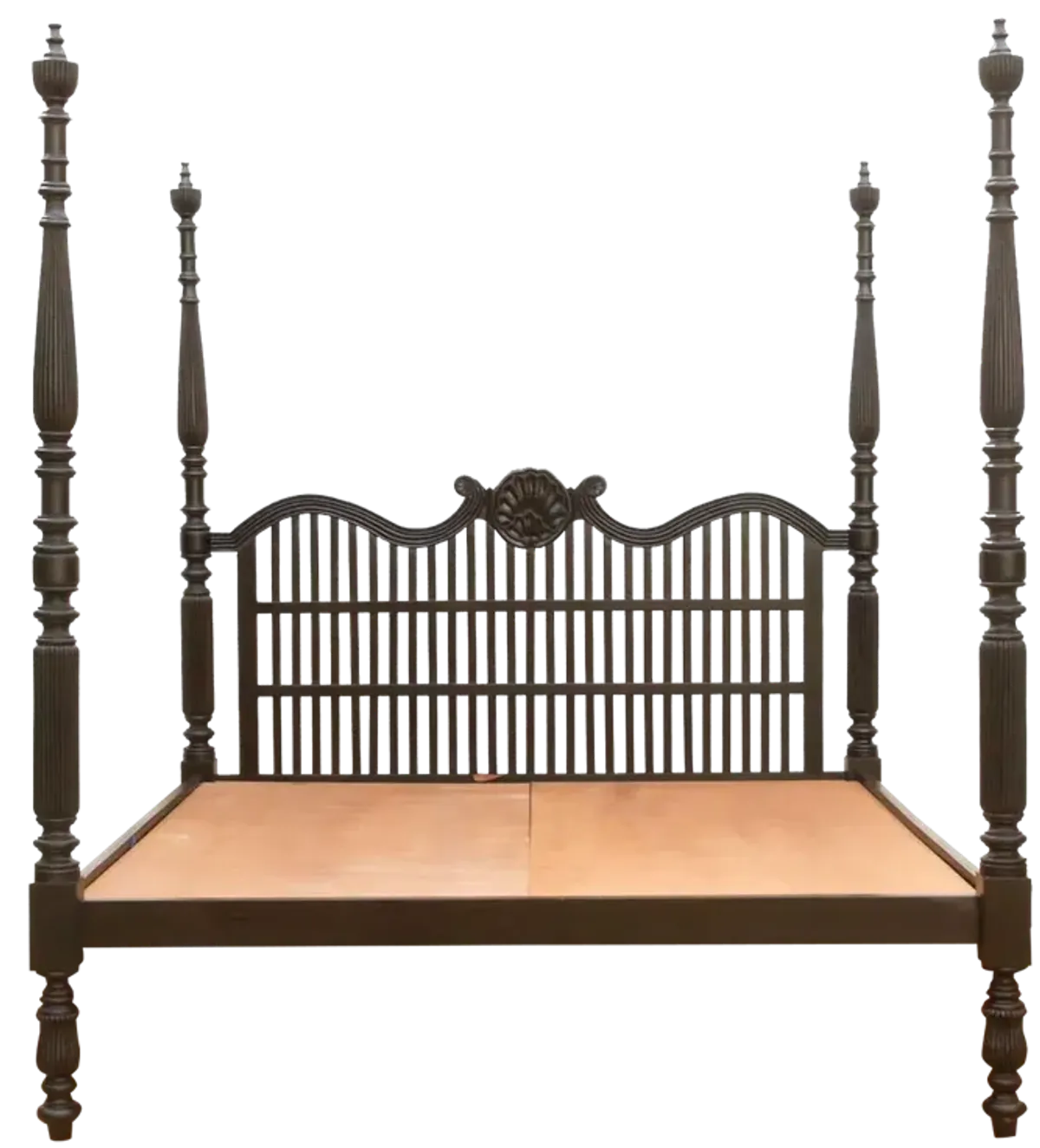 Finely Carved British Colonial King Bed