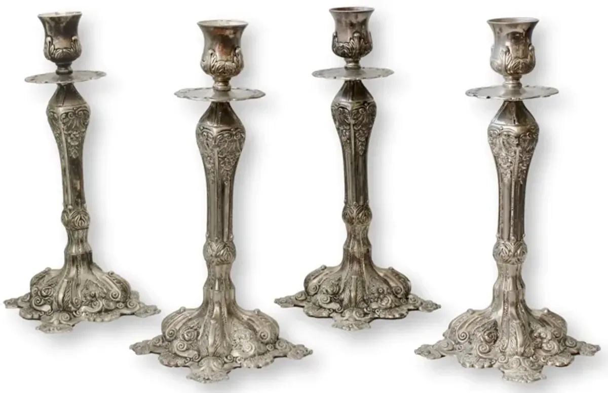 Vintage Silver-Plate Candlesticks - Set of 4