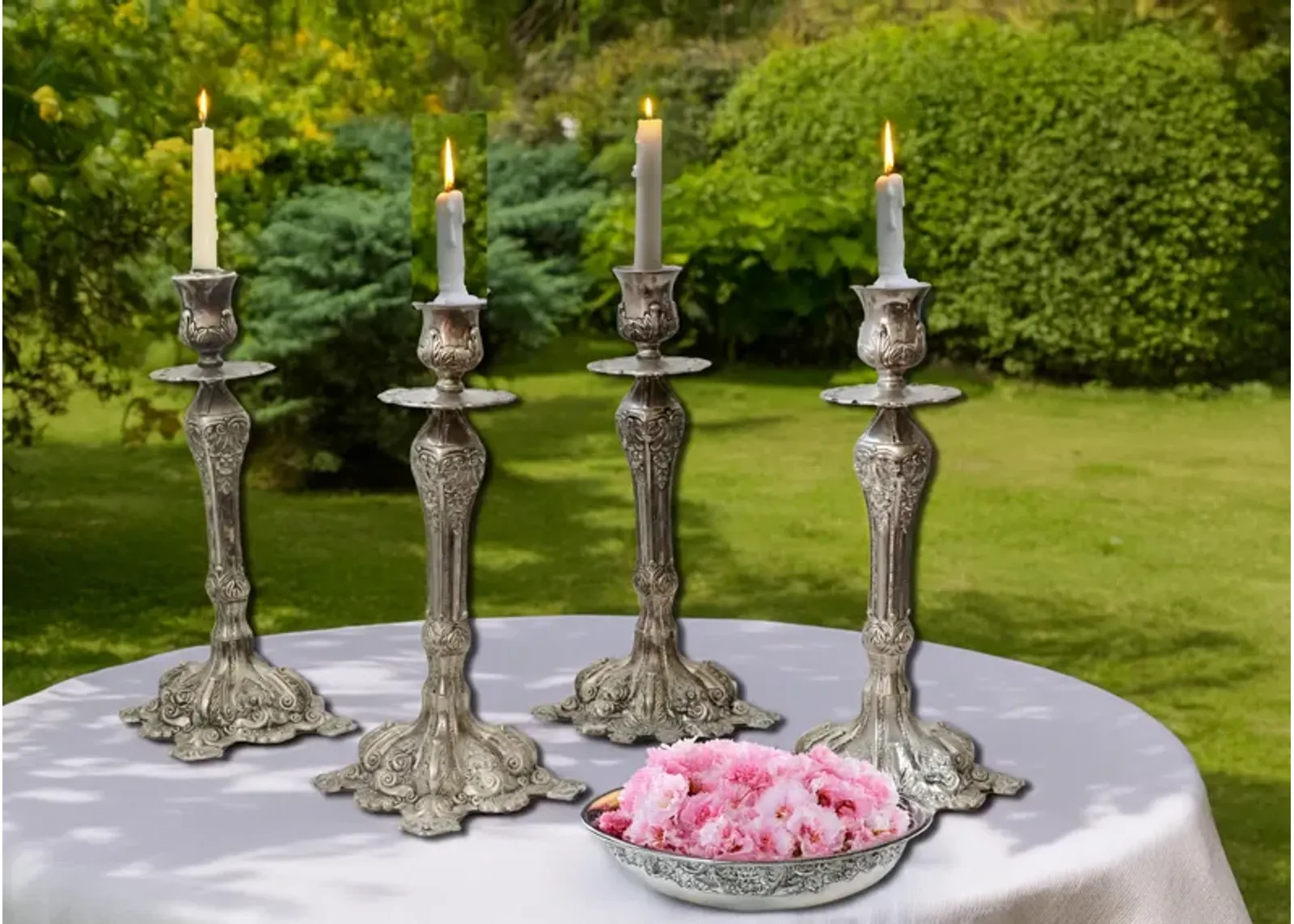 Vintage Silver-Plate Candlesticks - Set of 4