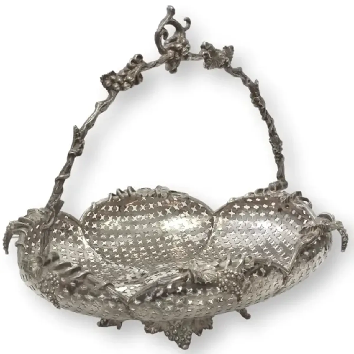 English Silver-Plate Pierced Basket