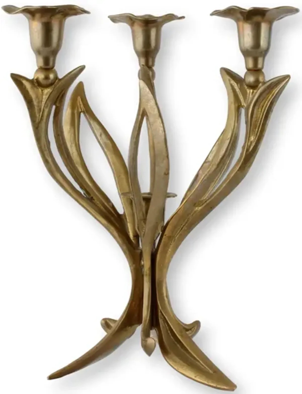 Art Nouveau Brass Tulip Candelabra