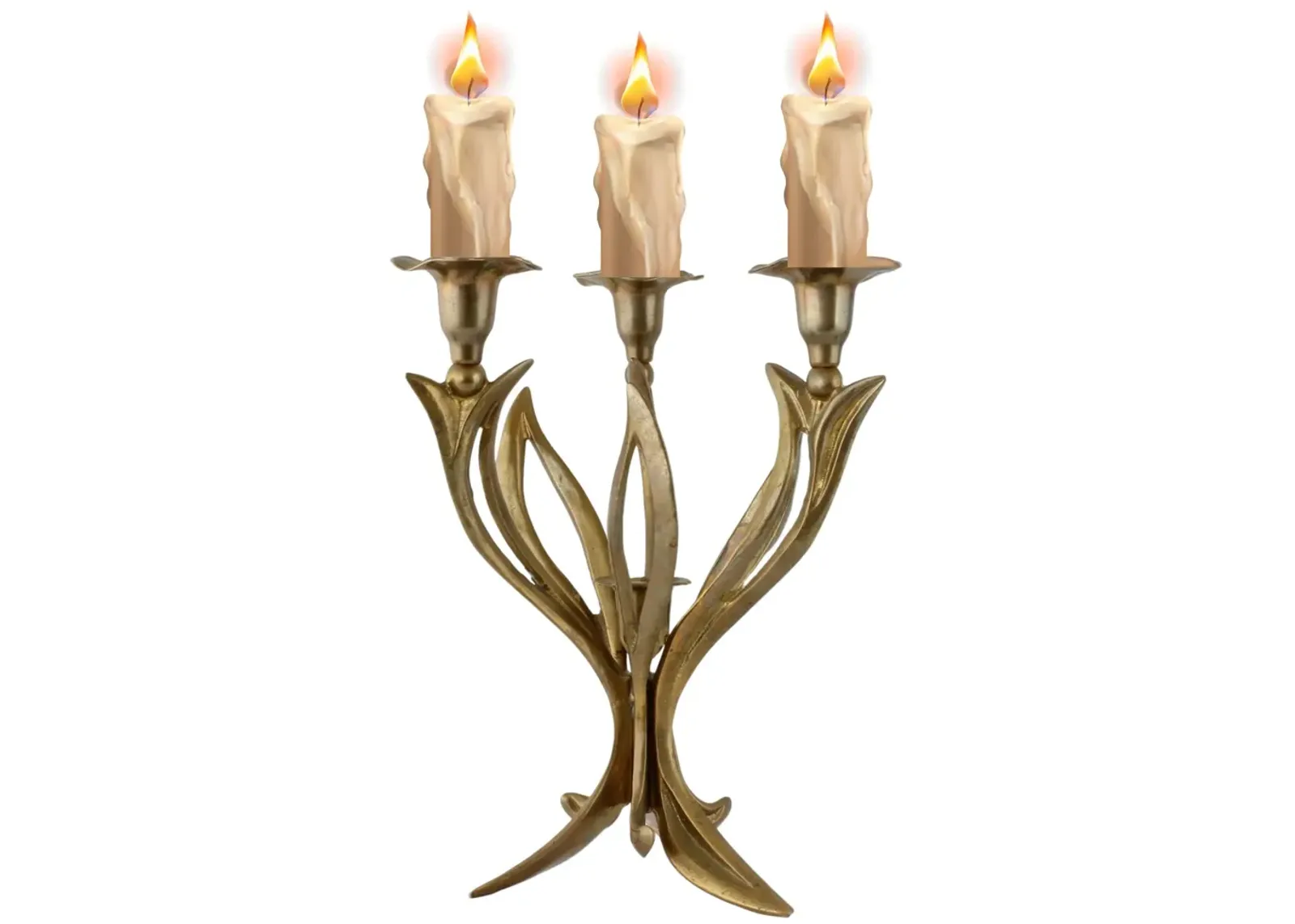 Art Nouveau Brass Tulip Candelabra