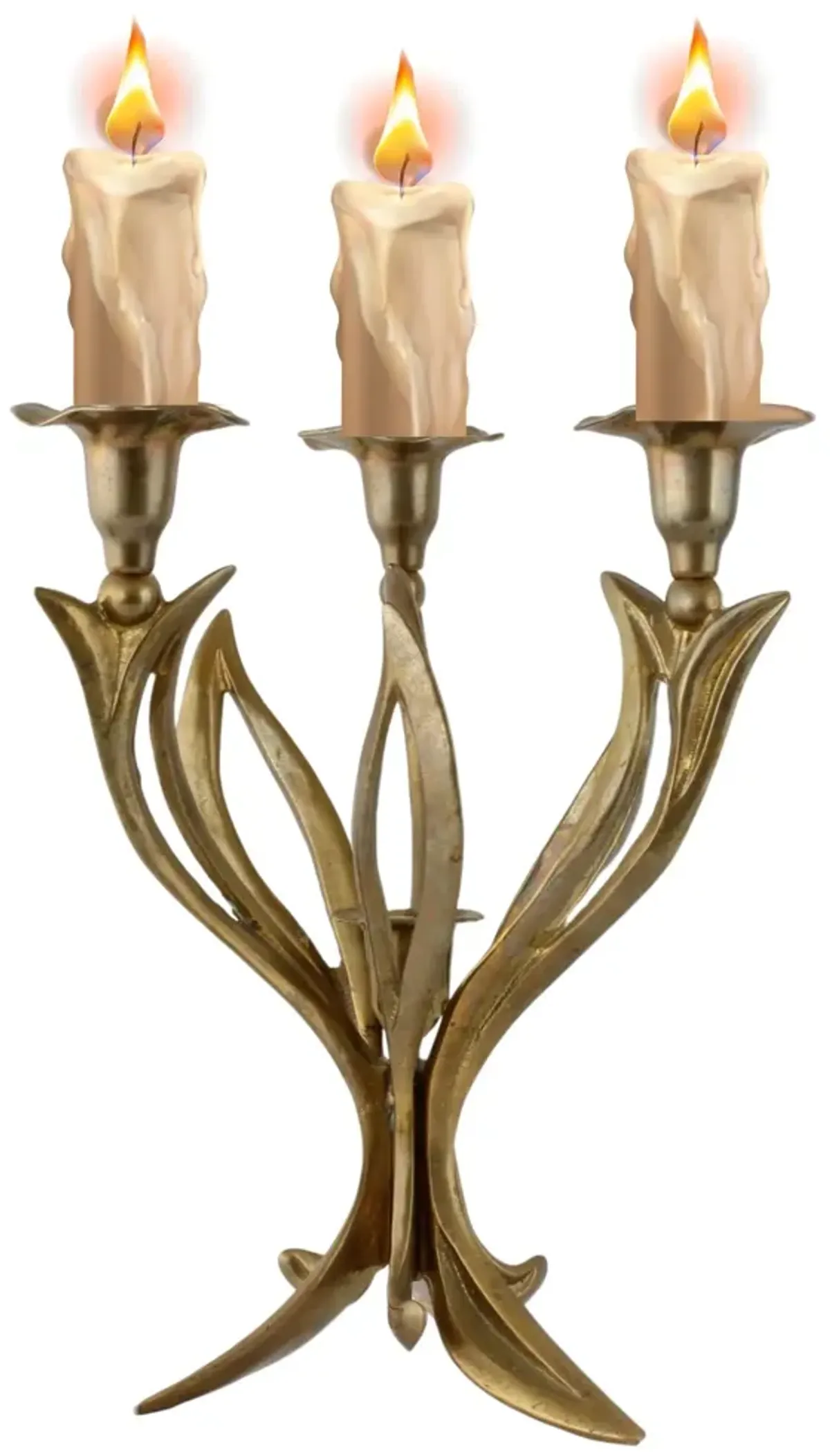 Art Nouveau Brass Tulip Candelabra