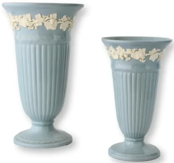 Wedgwood Queensware Blue Vases - Rose Victoria