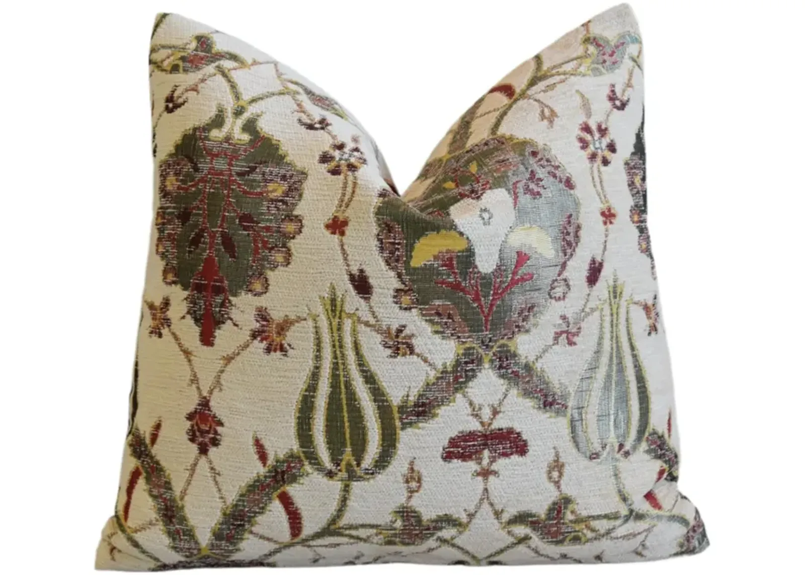 French Velvety Chenille Floral Pillow