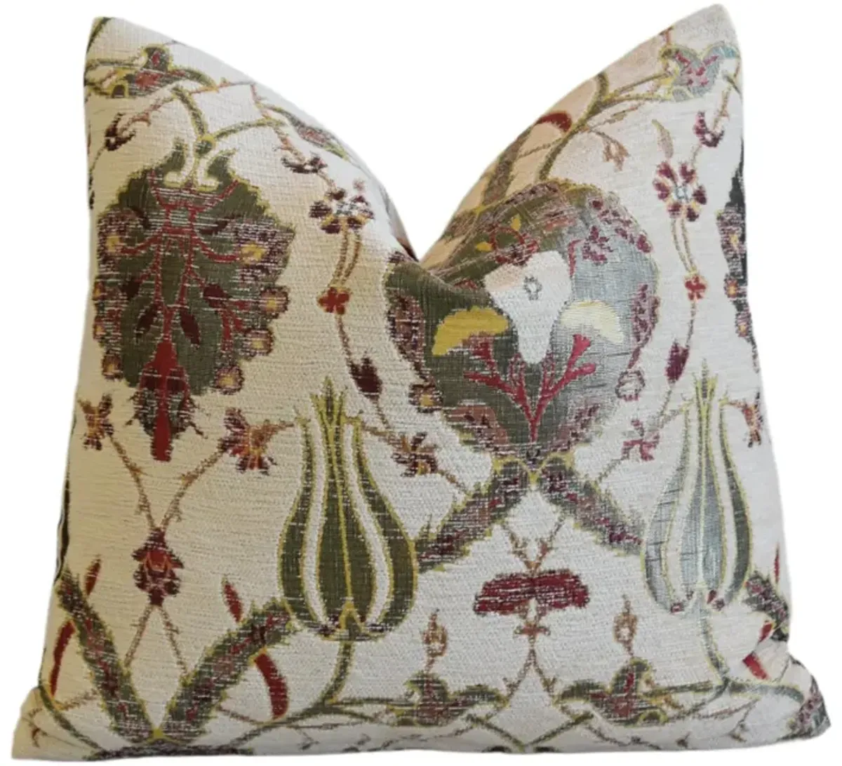 French Velvety Chenille Floral Pillow