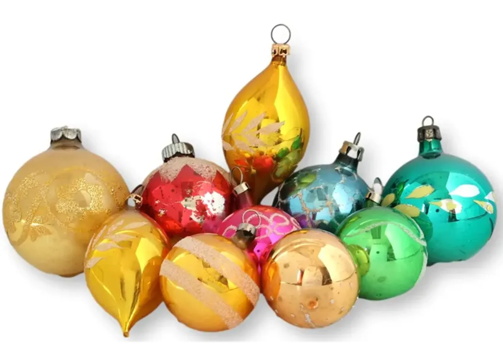 Midcentury Mercury Glass Ornaments