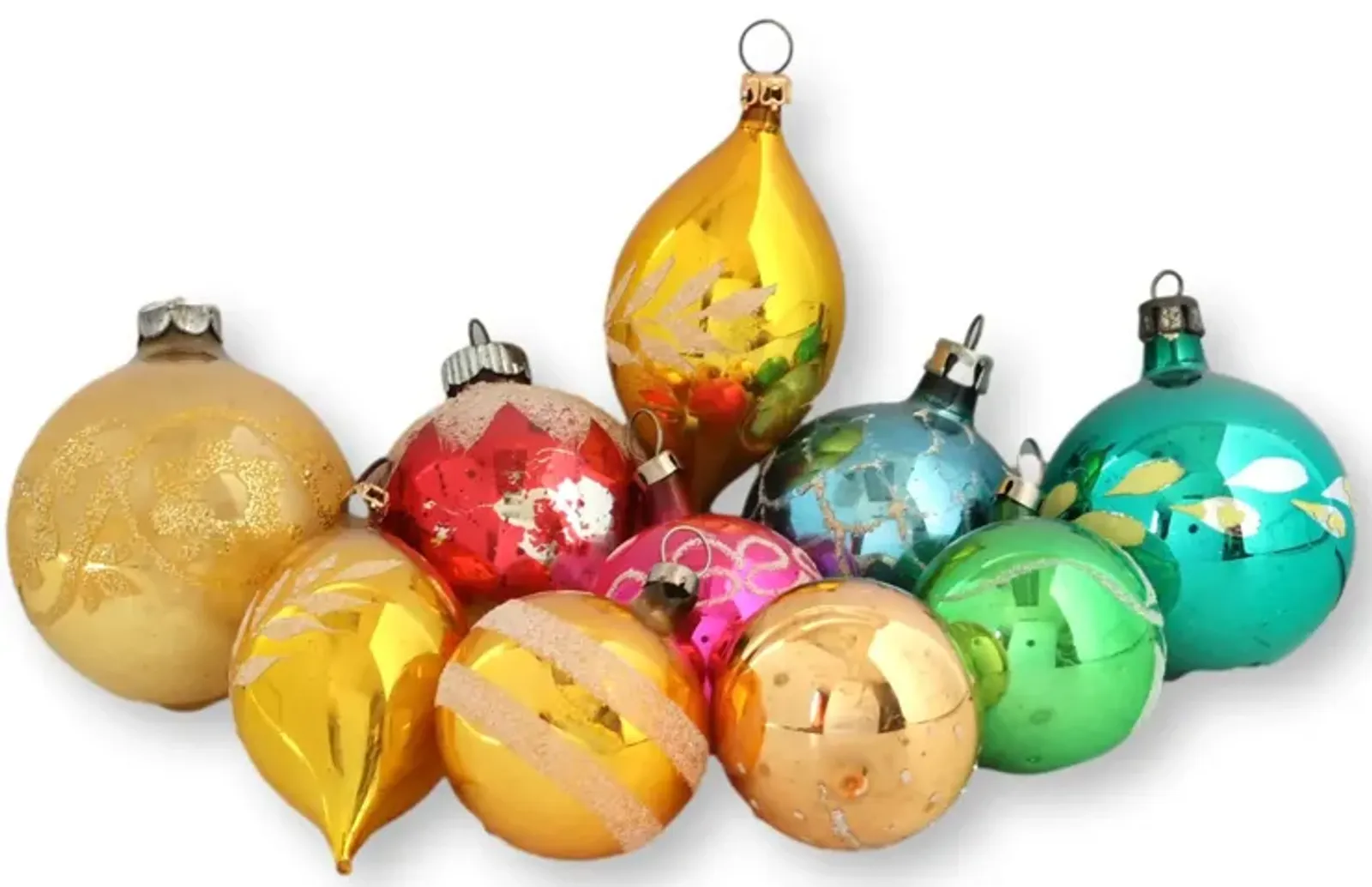 Midcentury Mercury Glass Ornaments