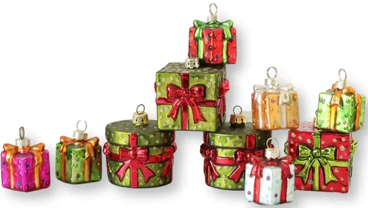 Mercury Glass Gift Box Ornaments