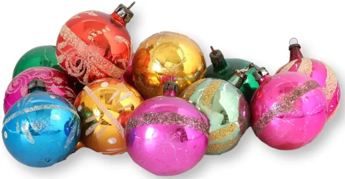 Midcentury Mercury Glass Ornaments