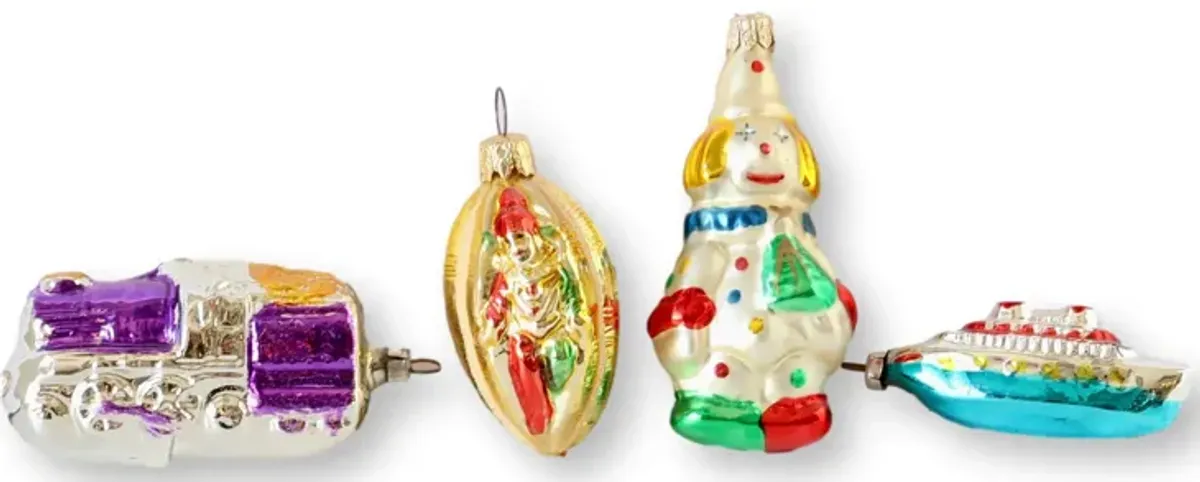 Vintage Mercury Glass Ornaments - Set of 9 - Handcrafted