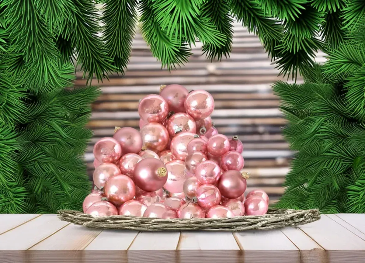 60s Vintage Pink Glass Ornaments - 82 pcs