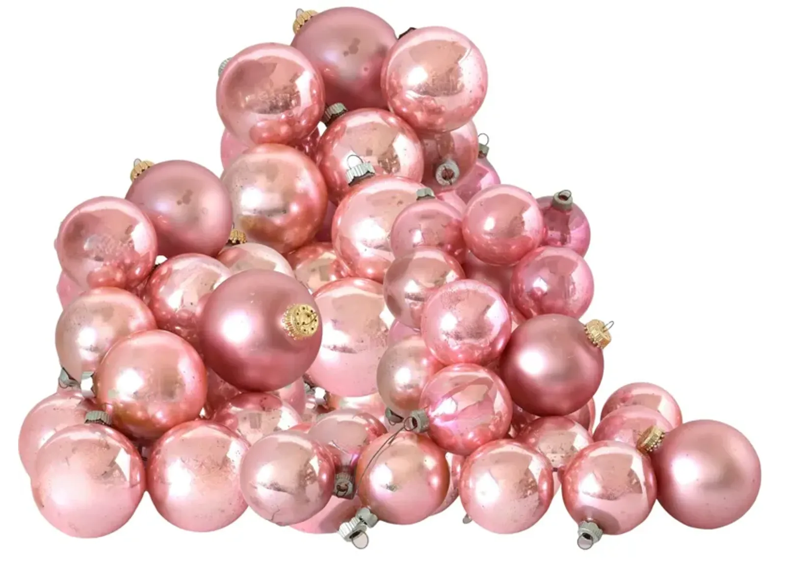 60s Vintage Pink Glass Ornaments - 82 pcs